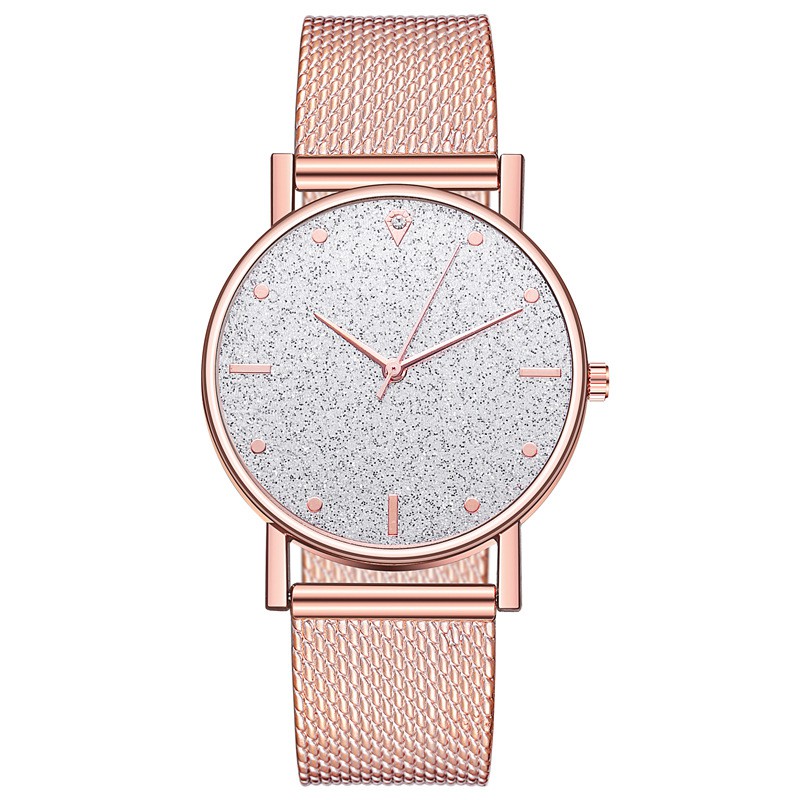 Jam Tangan Gliter Stainless Steel Wanita Quartz Fashion Korean Analog Casual Simple Import-44-5 #6 R.GoldSilver