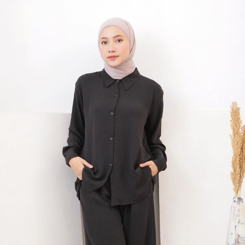 Setelan Wanita One Set Crinkle Airflow Polos High Premium Quality