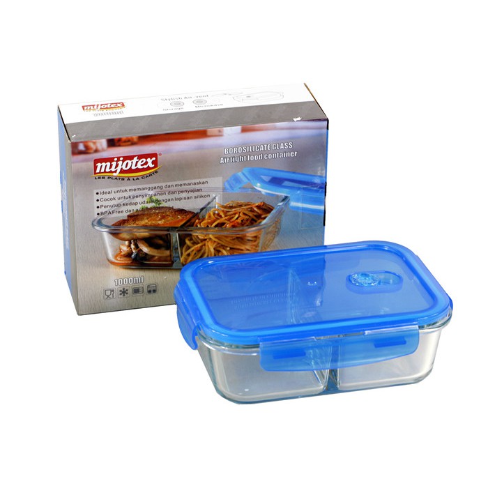 MIJOTEX Wadah Saji Kotak Makan Kaca Pyrex Microwave 1000ml