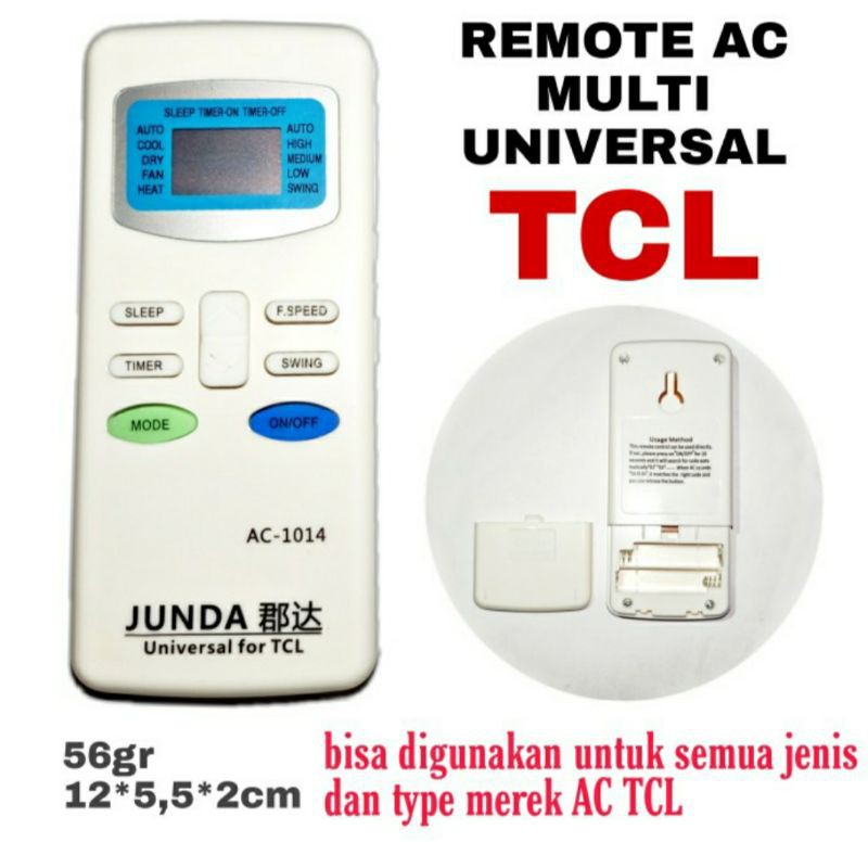 Remote AC TCL Multi Universal / Remot Ac TCL Junda - 1014