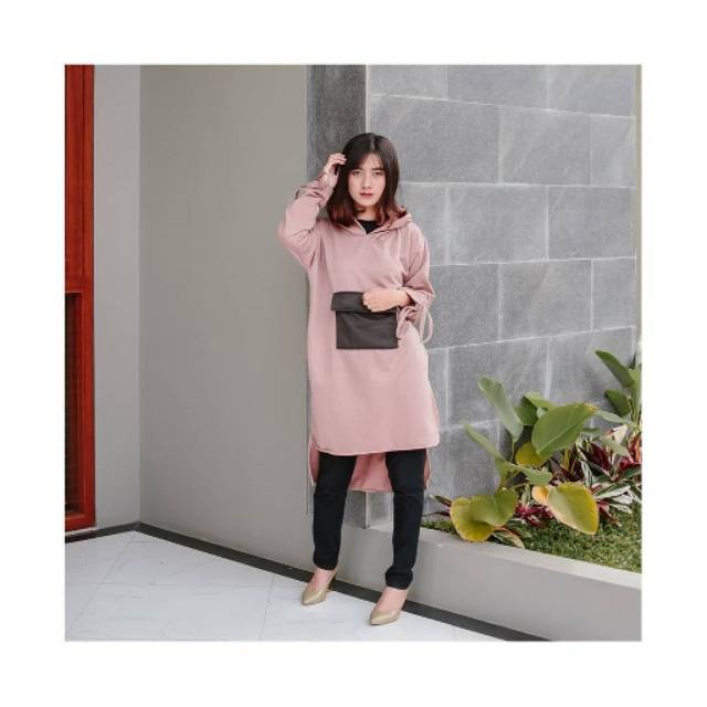 SAUDIA OVAL LONG HOODIE / SWEATER HOODIE LONG WANITA MURAH