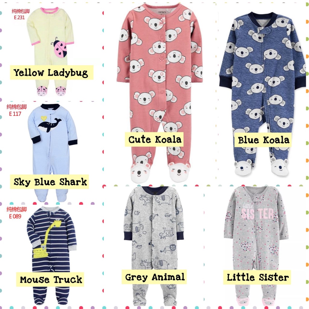 Sleepsuit Newborn Baju Tidur Bayi Baru Lahir Baju Lengan Panjang Bayi Jumper Panjang Bayi Tutup Kaki