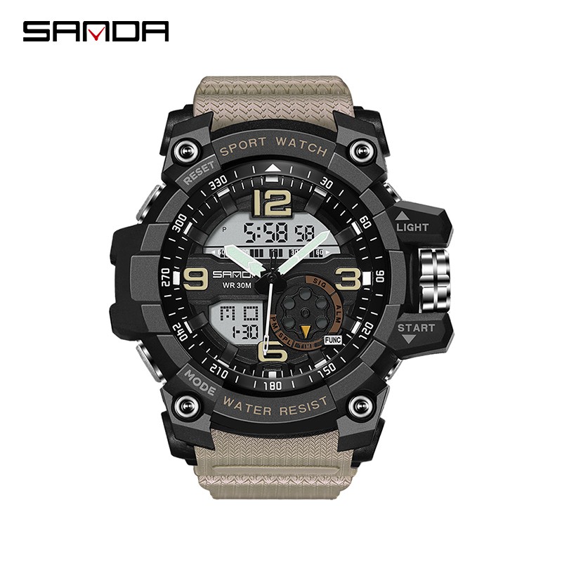 SANDA 759 Jam Tangan Pria Digital Analog Dual Time Tali Rubber WATCHKITE WKOS