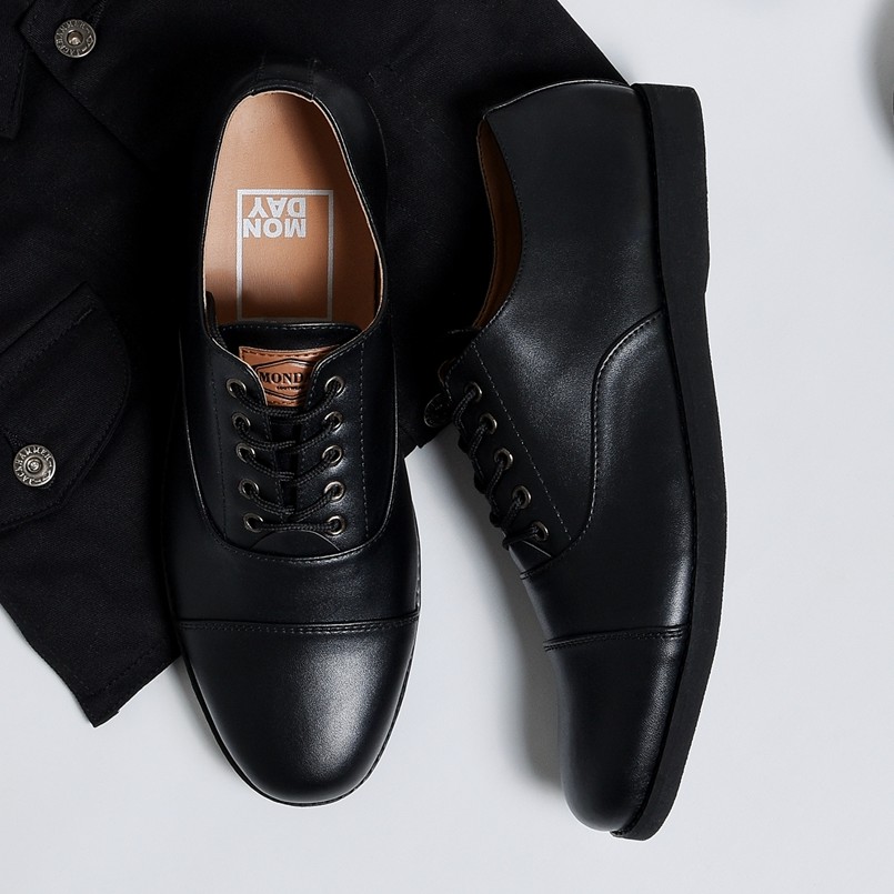 OXFORD FULL BLACK |ManNeedMe x Monday| Sepatu Pantofel Pria Formal ORI-Full Hitam