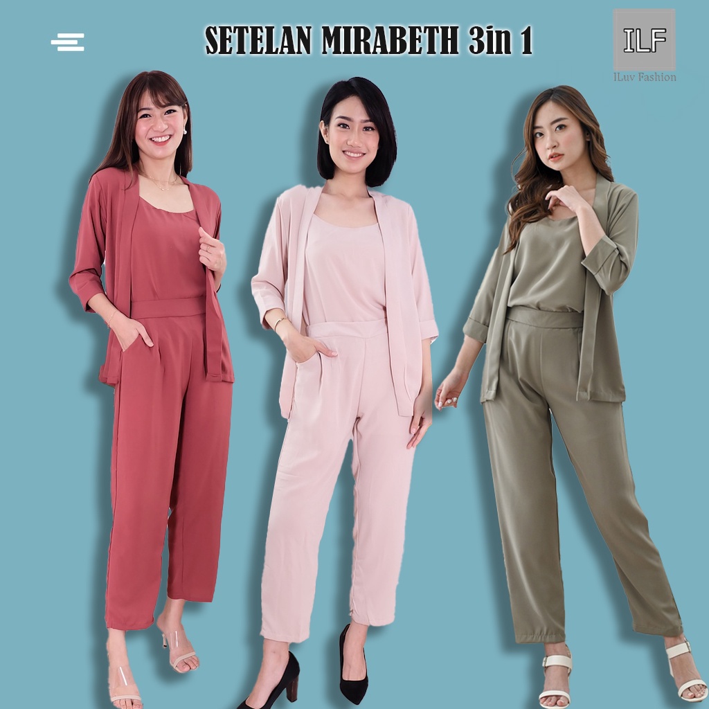 IL - Set Mirabeth Setelan 3in1 / Setelan Kantor Blazer Tanktop PantS