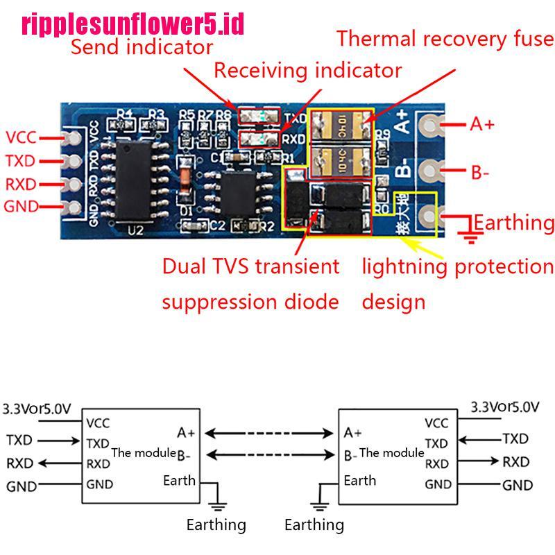 Konverter Serial port Ke RS485 RS485 Ke TTL Stabil