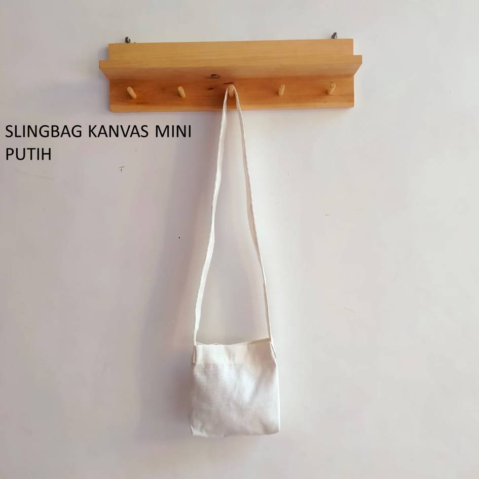 SLING BAG KANVAS MINI TAS SELEMPANG KANVAS MINI WARNA PUTIH DJOGJABOOK