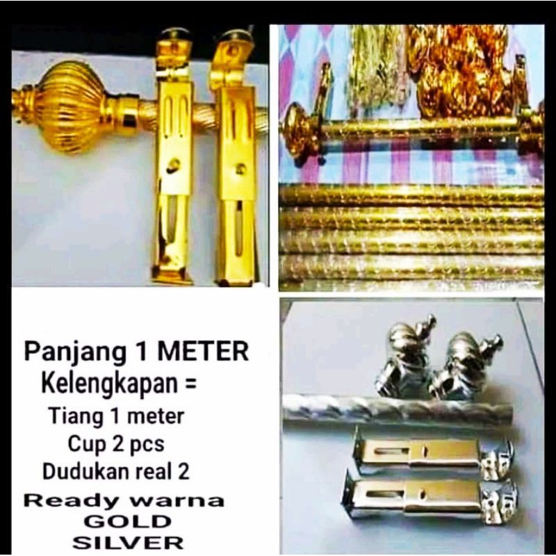 Besi/Rel tongkat gorden tiang gorden jendela pintu