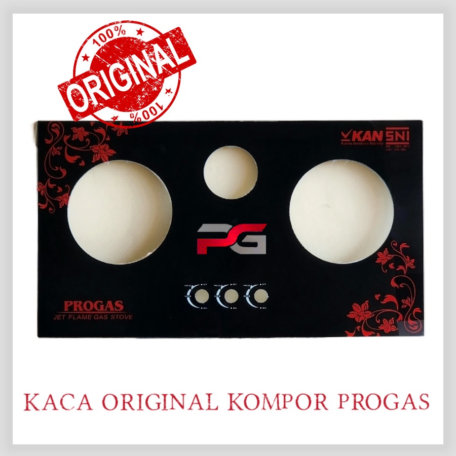 Kaca Kompor PROGAS 3 Tungku / 3 Tungku Mix Bara Original