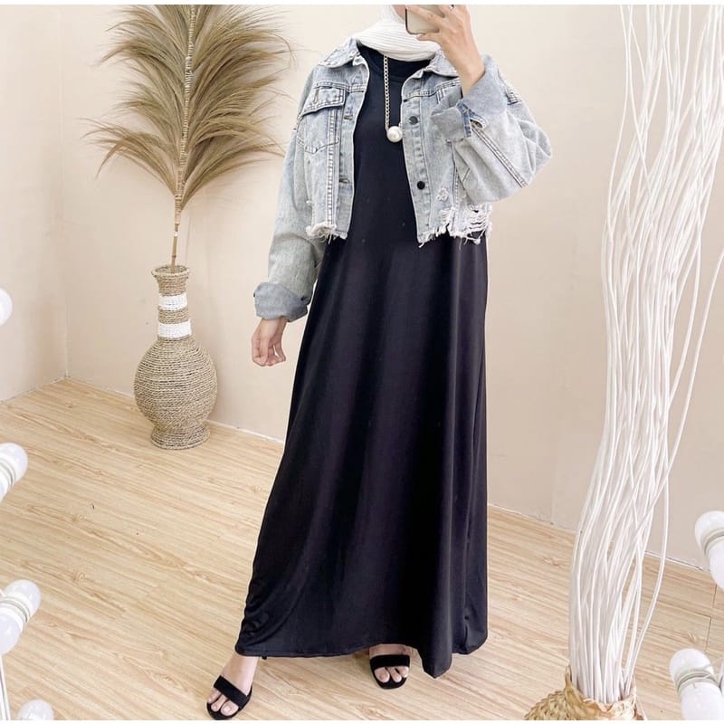 BEFAST - ZEC Dress Wanita ITSUMA / Inner Long Dress / Dress Wanita / Dress Wanita Hijab / Dress Hitam Polos Casual / Dress Formal / Dress Panjang