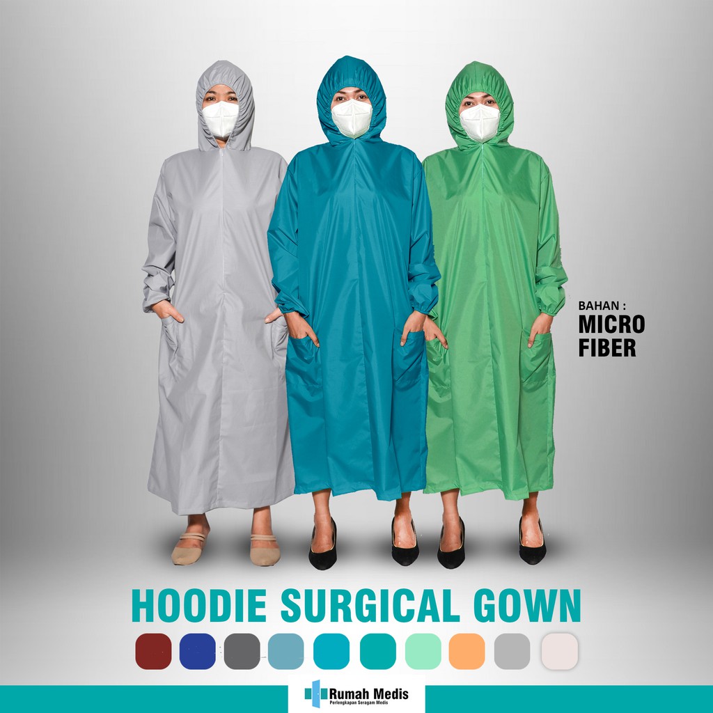 SRAGAM - APD Gown Surgical Hoodie Jubah Operasi DespoWaterproof APD GOWN SCRUB MEDIS APD GOWN SCRUB 