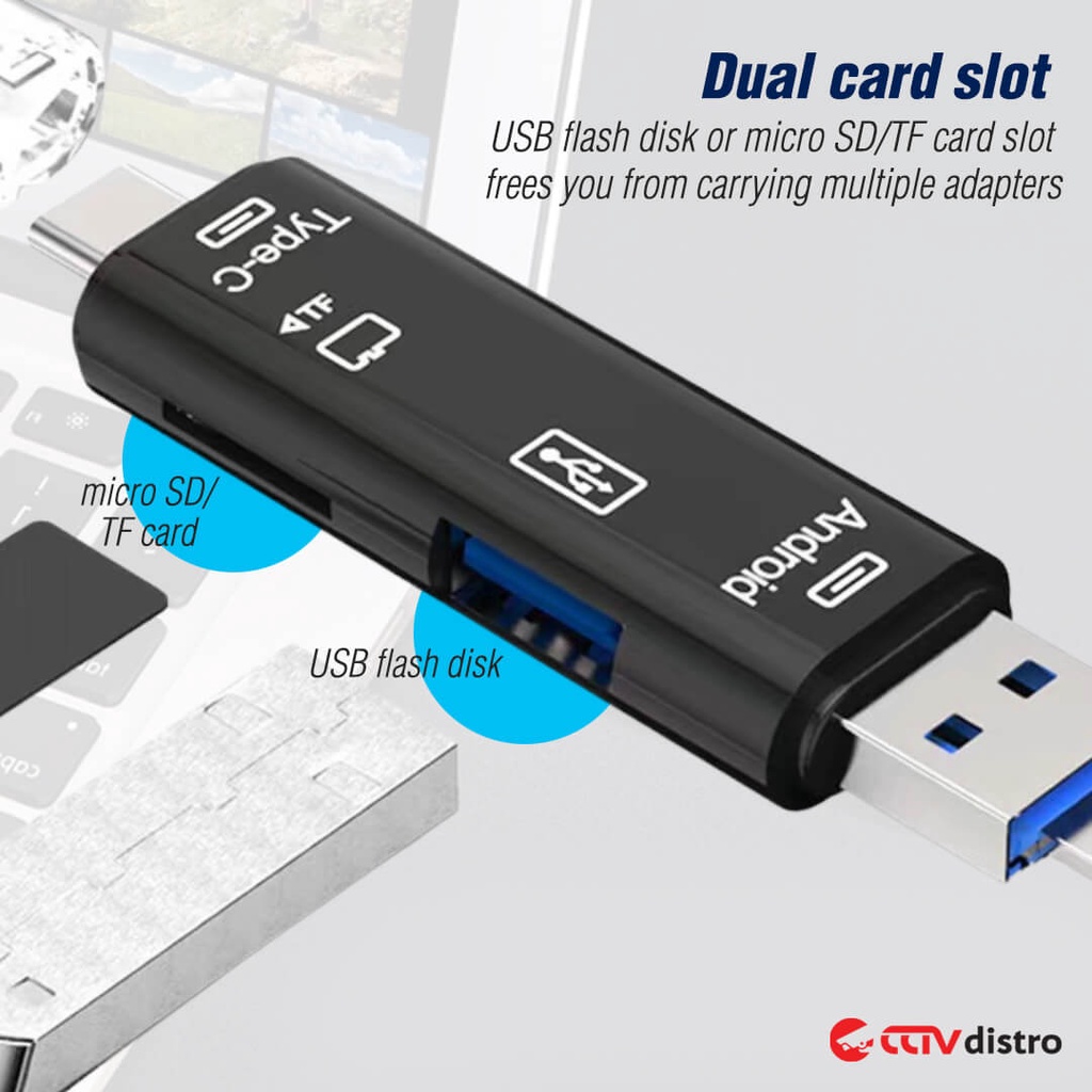 Card Reader Type C / USB / Micro USB / Micro SD / TF OTG HP All In One Card Rider Memory Reder 5 in 1