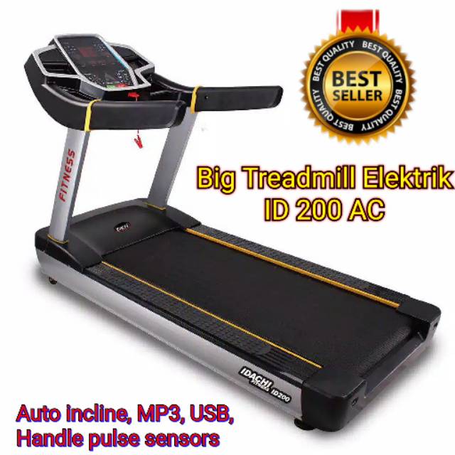 Treadmill Elektrik Idachi ID 200 AC, Motor AC 3 HP, Kecepatan 1-24 km/h, Beban Maksimal 180 kg