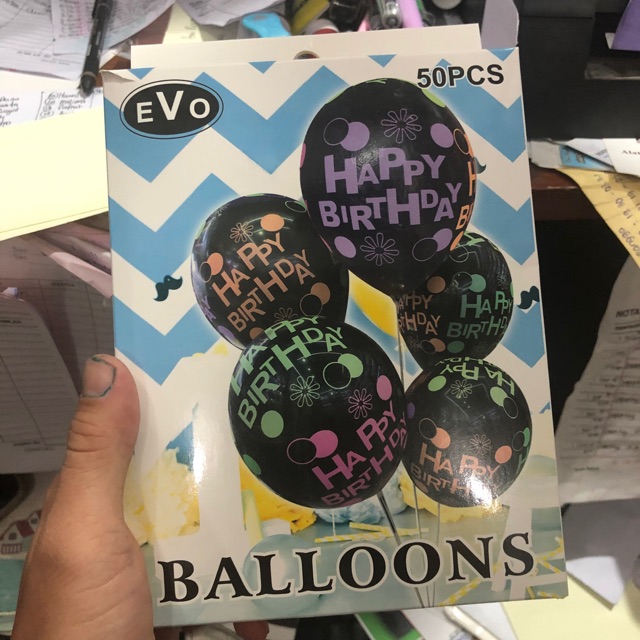 

Balon happy birthday hitam neon isi 50