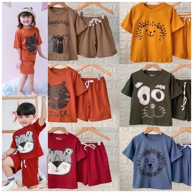 COOL SET by SMILEE Unisex Stelan Pendek Sablon SMILLE / Stelan Anak Cewek Cowok 1-5th