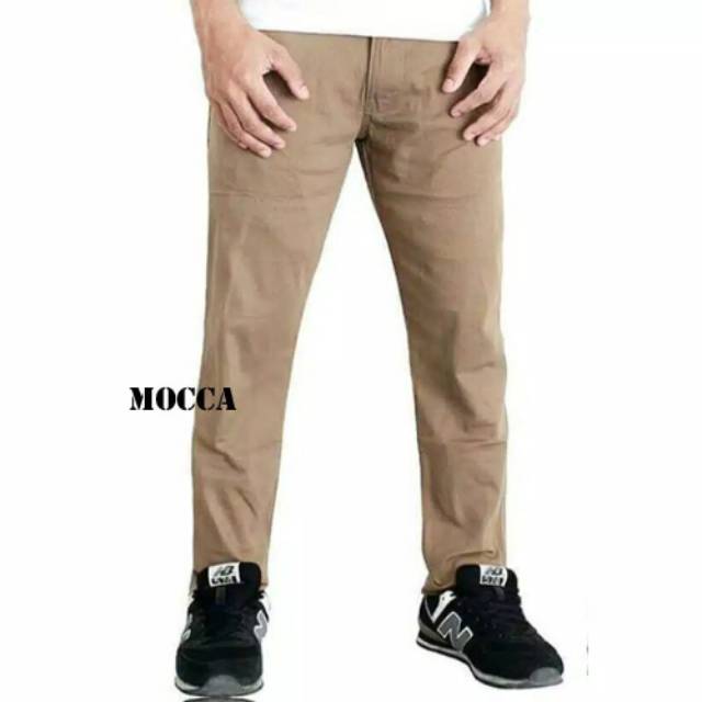 CELANA CHINO Panjang pria Slimfit KERJAHARIAN Santai Casual Formal Hitam Abu Cream Mocca Size 27-38