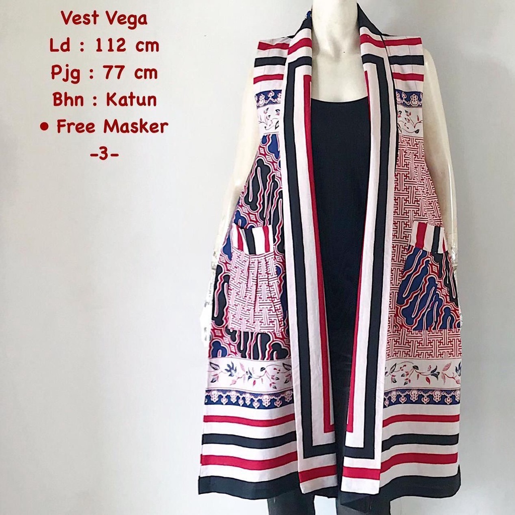 Vest Vega bolero cardigan batik solo batik karakter premium batik trendy