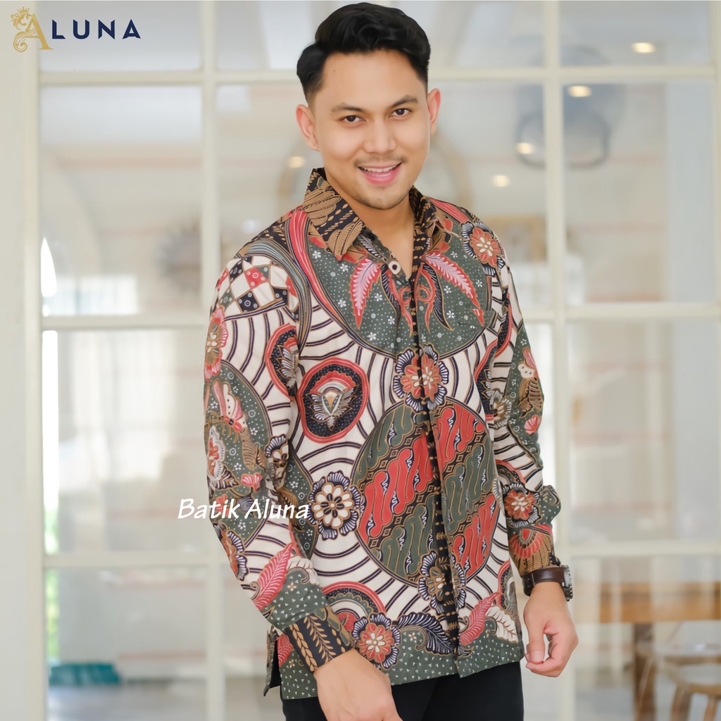 KEMEJA BATIK PRIA PREMIUM LENGAN PANJANG REGULAR BATIK ALUNA PCW 018