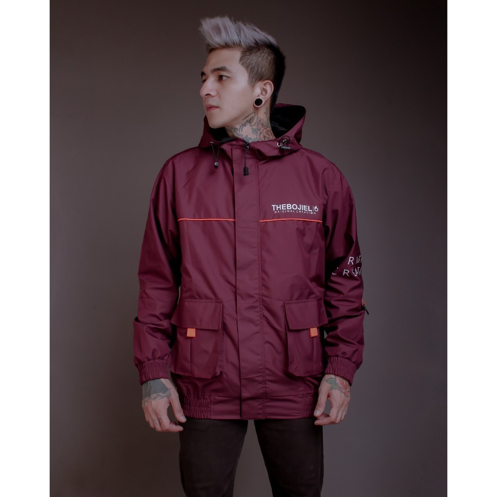 Mecca_shop24/Jaket Parasut Pria Waterproof Blouson Maroon/Jaket Hiking Waterproof/COD