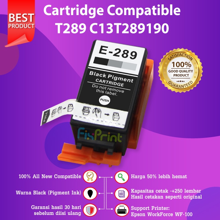 Cartridge Tinta Epson 289 T289 Black Printer Workforce WF100 WF-100