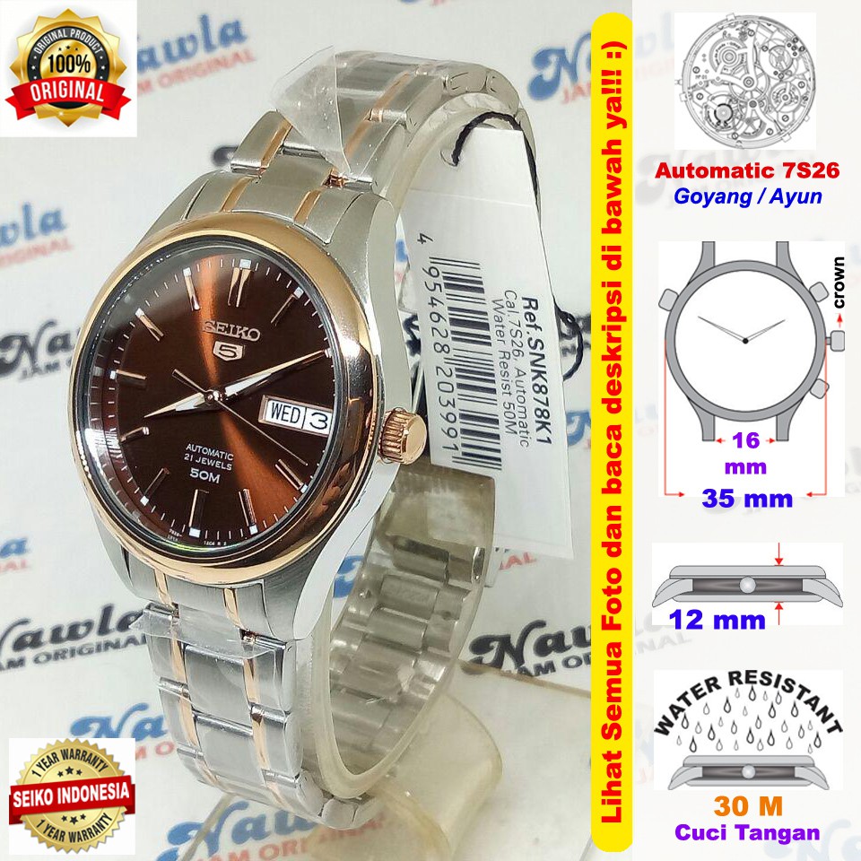 Seiko 5 Ladies SNK878K1 Brown Dial - Jam Tangan Wanita SNK878