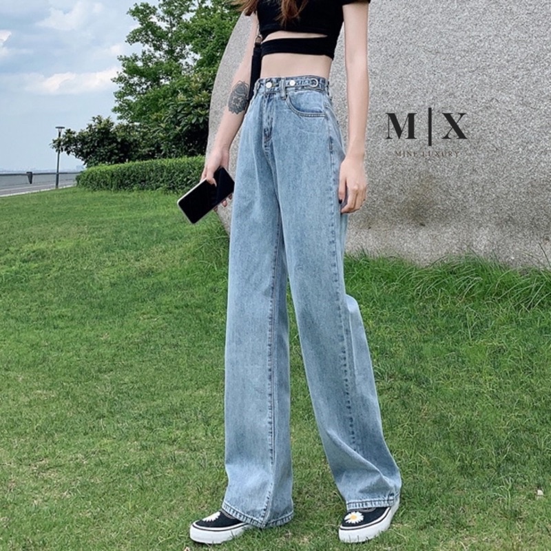 [CLEARANCE SALE] JEANS HIGHWAIST  CELANA PANTS WANITA CEWEK CULLOTE HW BAGGY DENIM MX804