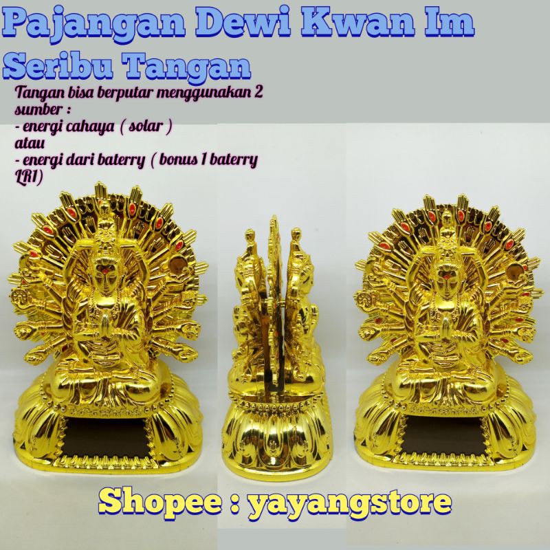 Solar Patung Buddha Bodhisatva / Dewi Kwan Im Pho Sat Seribu Tangan Thousand Hands Emas