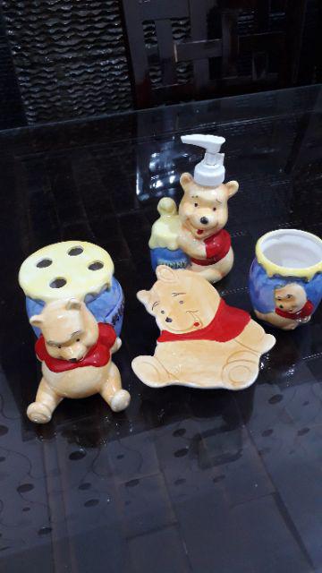 1 Set Keramik Tempat Sabun & Sikat Gigi / Tempat Sabun Batang / Tempat Sabun Cair