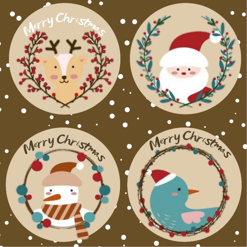 

Sticker Natal Bulat Stiker natal Christmas Sticker Stiker bulat Sticker packaging