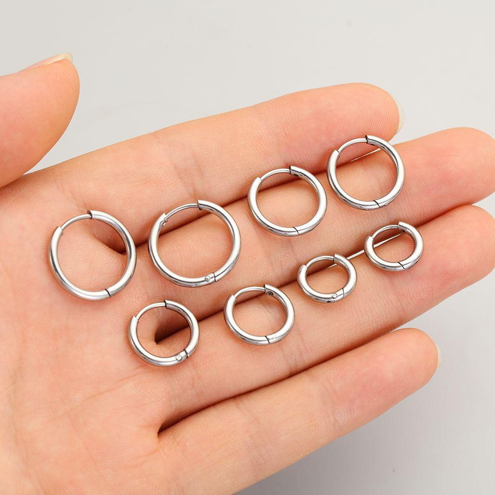 Anting Hoop PREVA 8mm/10mm/12mm/14mm Warna Emas Silver Huggie Stud