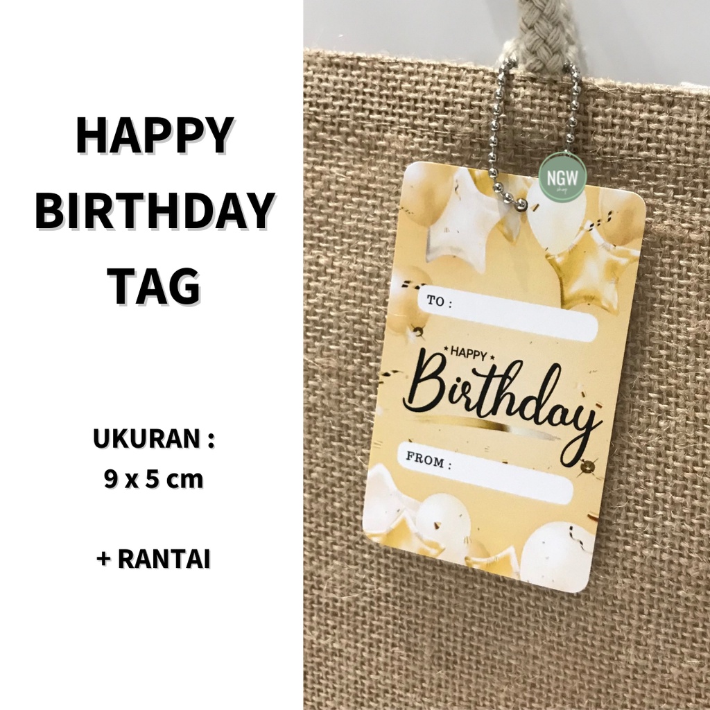 Kartu ucapan birthday ulang tahun gold 9x5 + rantai lengkap ecer