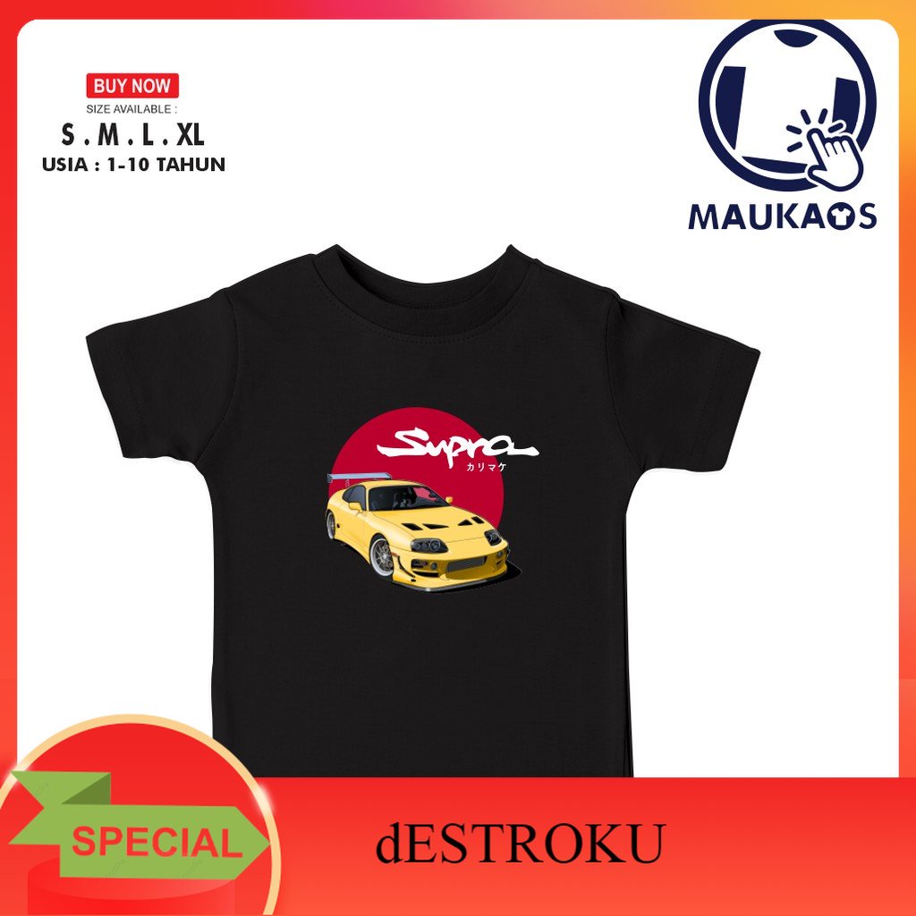 dESTROKU Kaos Anak Mobil TOYOTA SUPRA MK4 JDM kaos otomotif