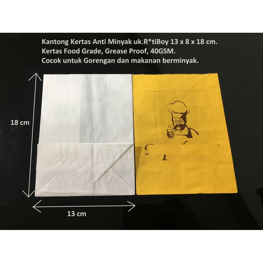 

(100 Pcs) Paperbag Kantong kertas Anti minyak Rotiboy