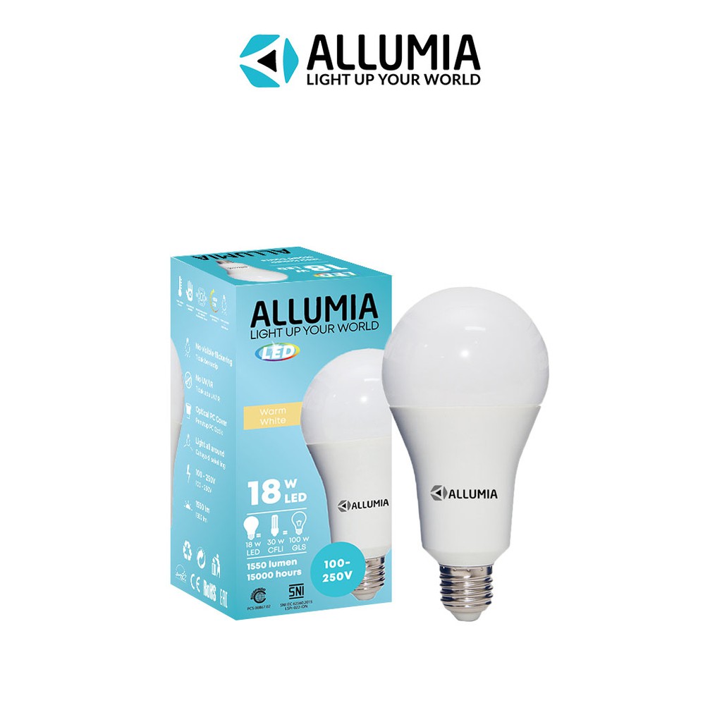 Allumia 18 Watt Lampu  Bohlam LED  Bulb 3000k Kuning  Warm 