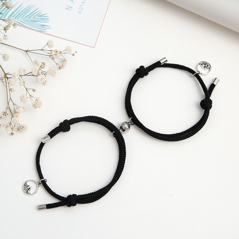 2 Pcs Gelang Magnet Couple Gelang etnik bead Tali Attract Braided Bracelet untuk Pasangan-1