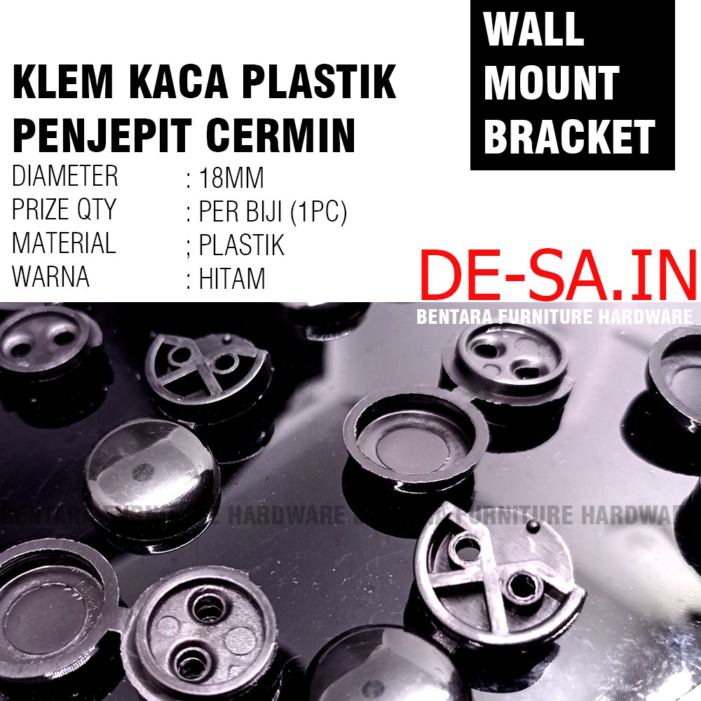 18MM Klem (Plastik/Besi)  Kaca Cermin - Tahanan Penjepit Sudut Cermin