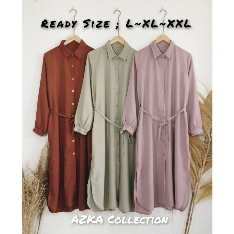 Kemeja Tunik Wanita Polos Shakila Bottega Twill Premium By Azka Collection