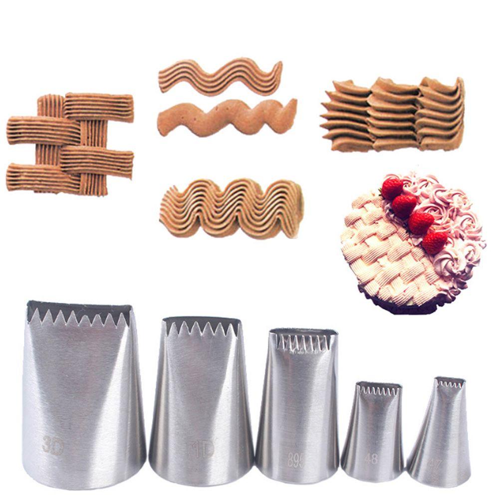 Suyo 5PCS / SET Spuit Piping Icing Bahan Stainless Steel Untuk Dekorasi Kue