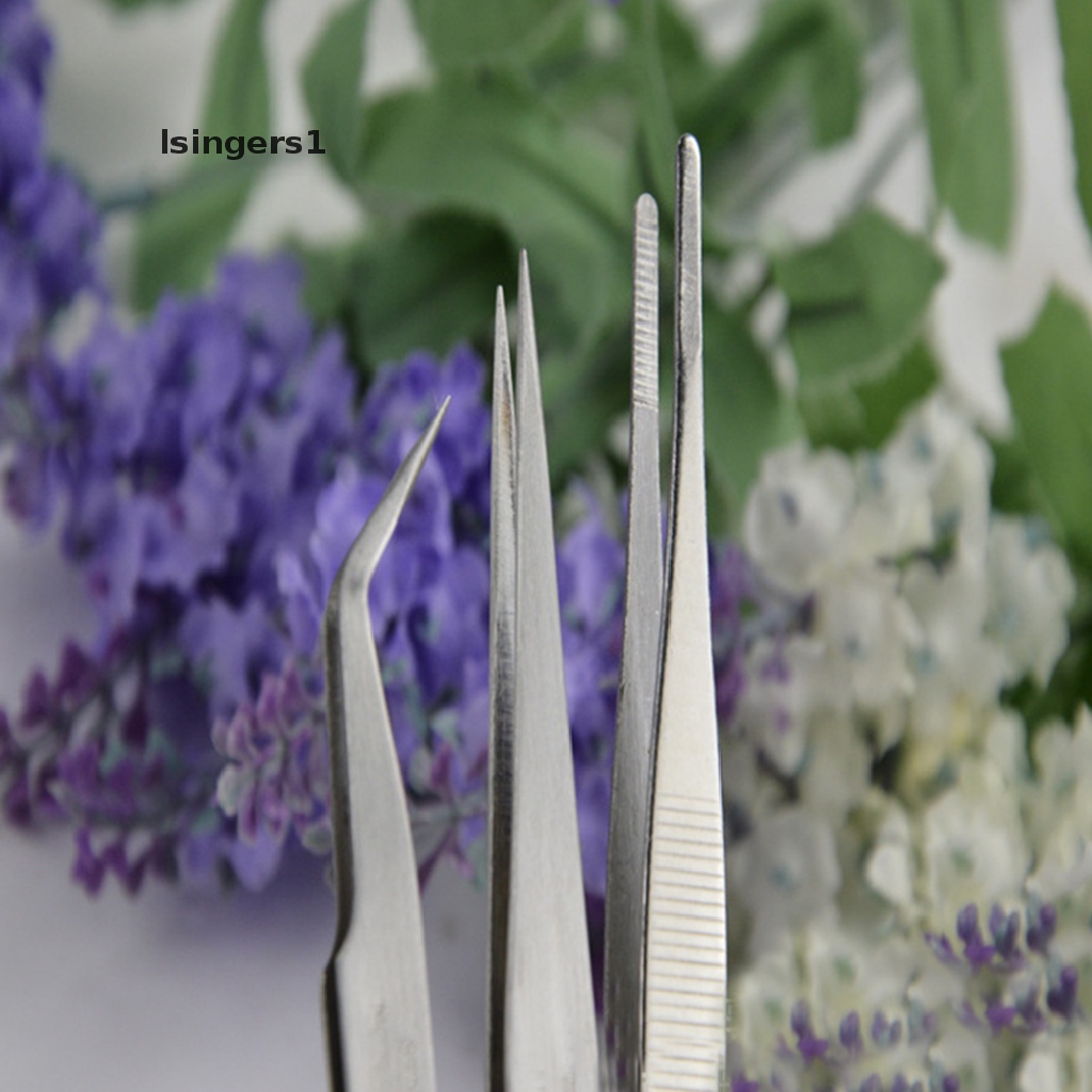 (lsingers1) 1pc Pinset Stainless Steel Anti Magnetik Untuk Perhiasan 1pc Pro Statik Anti Statis