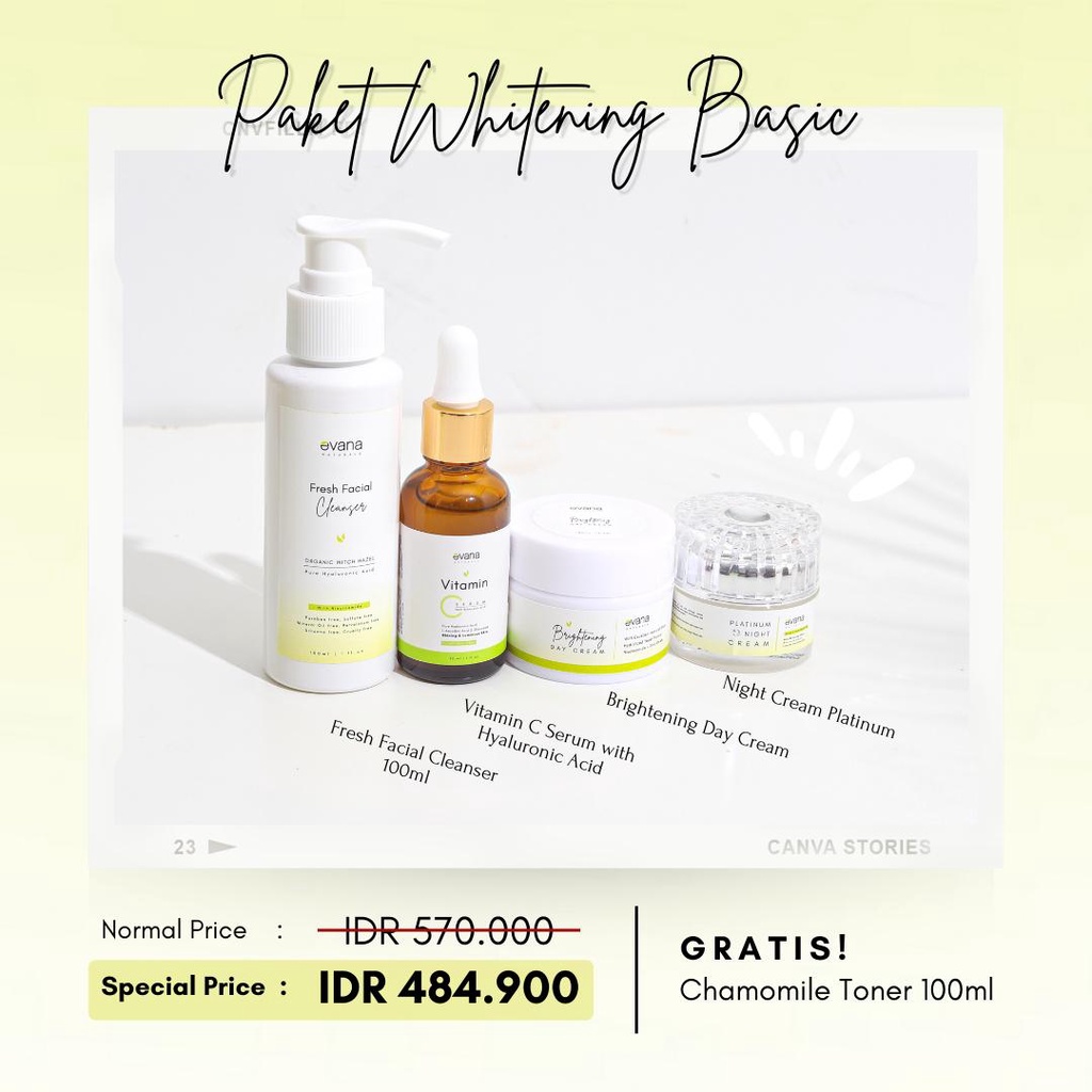 PAKET WHITENING BASlC - EVANA BEAUTY CARE - MEMUTlHKAN MENCERAHKAN