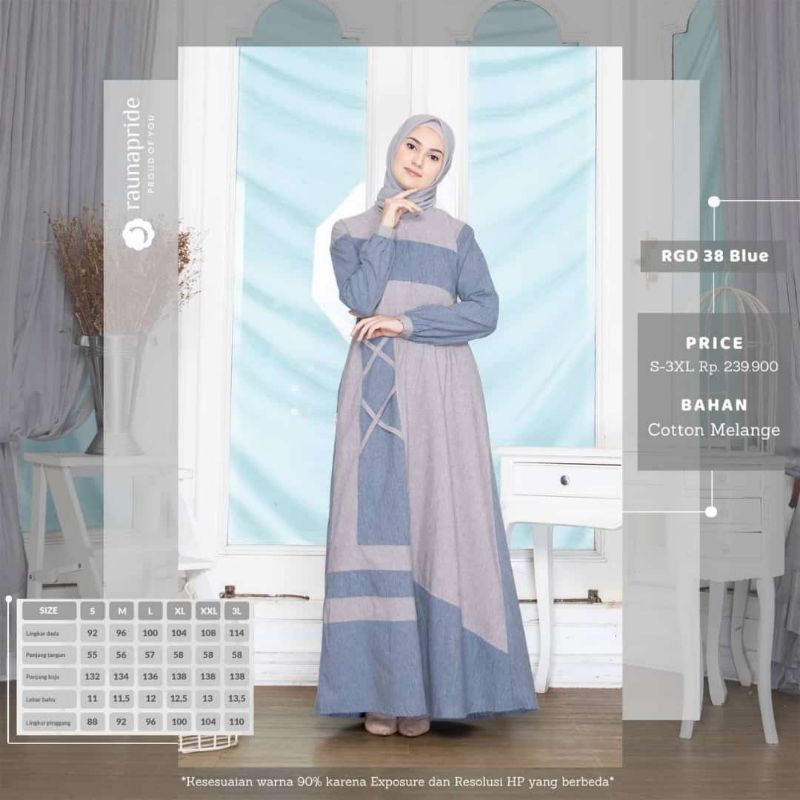 RAUNA GAMIS RGD 38 DAN RGR 19 WARNA BLUE