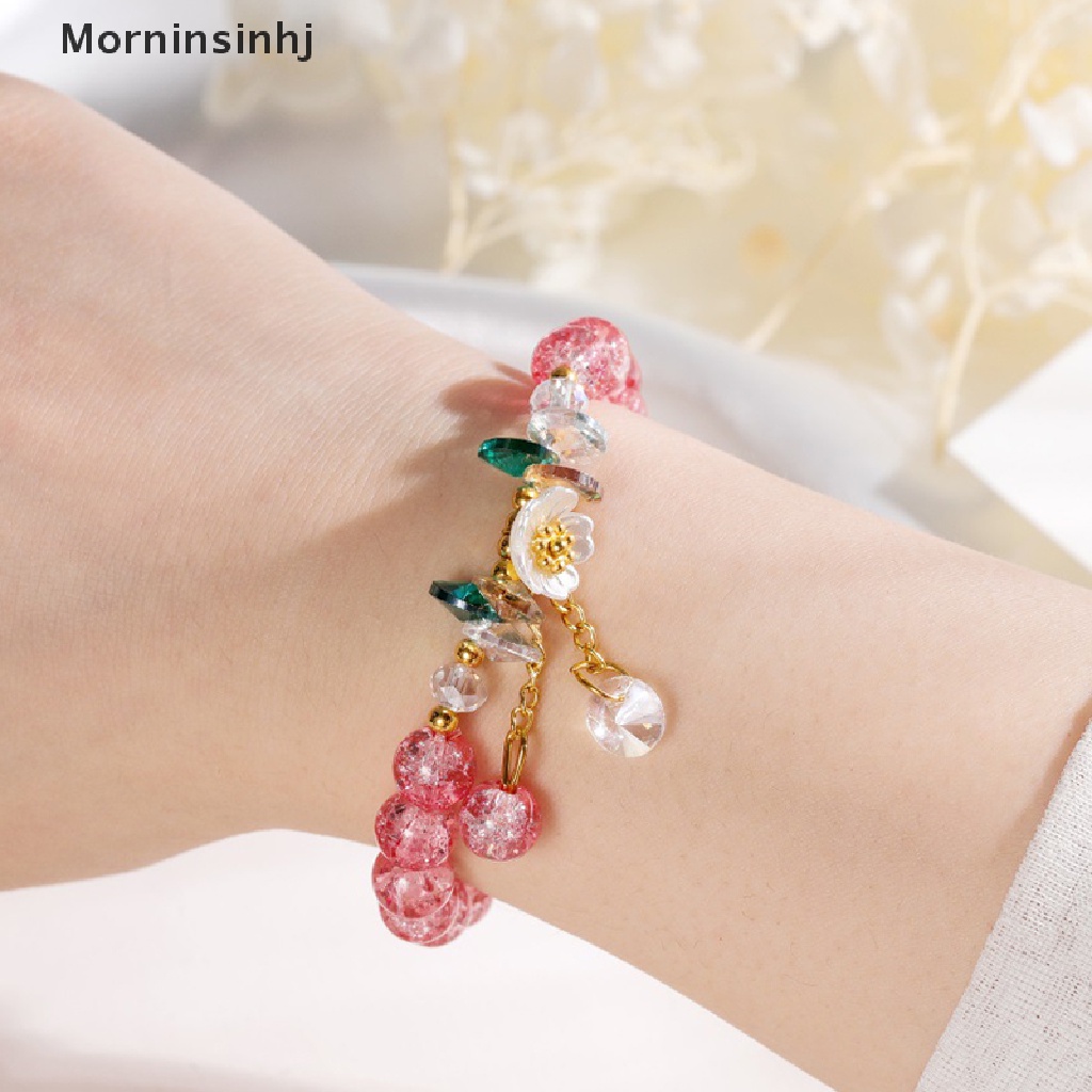 Mornin Gelang Bohemian Manik-Manik Kristal Warna-Warni Gelang Handmade Tali Elastis Wanita Perhiasan id