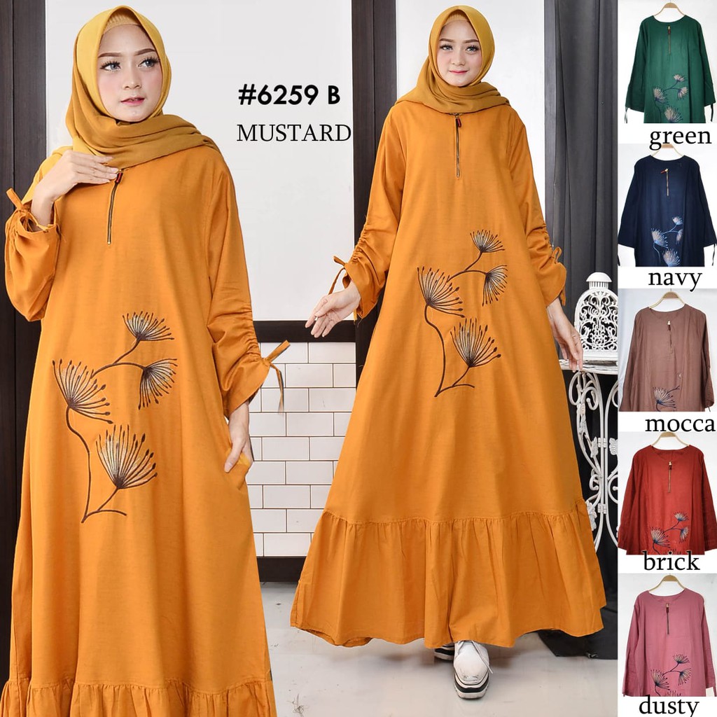 GAMIS JUMBO.GAMIS MURAH.GLD SP. REAL PICT. GAMIS JUMBO BORDIR.LD 122 CM.BAHAN KATUN LINEN IMPORT.