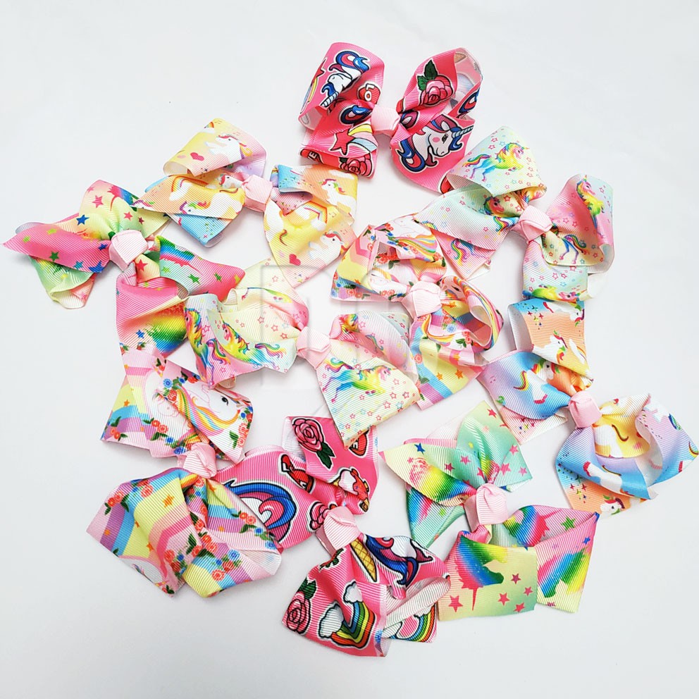 PGS-048 KECIL Jepit Rambut Unicorn 2in1 Pita Ala JOJO SIWA Motif RANDOM