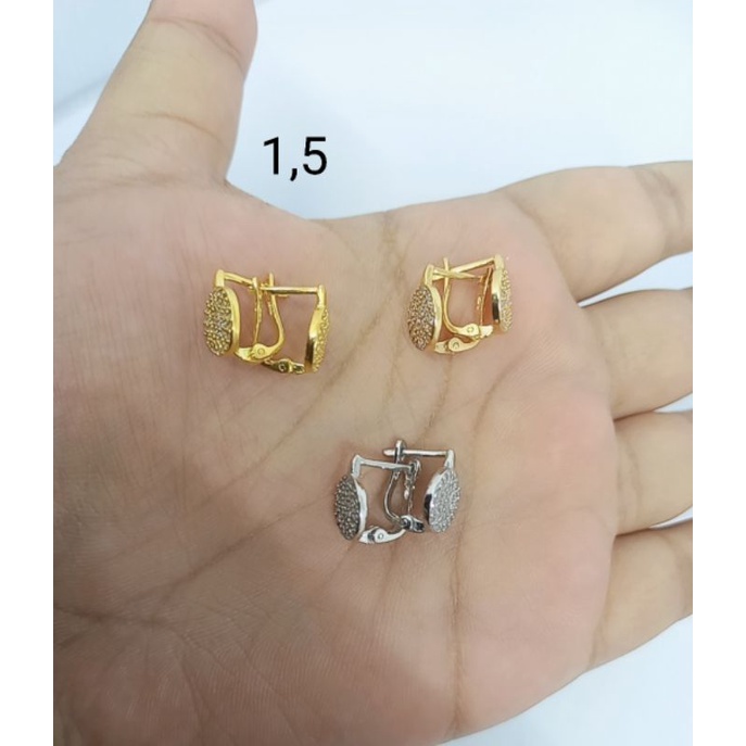 ANTING JEPIT PERAK ASLI 925 LAPIS EMAS/ANTING JEPIT BULAT DI*R MATA PUTIH/ANTING JEPIT ASLI SILVER/ANTING FASHION