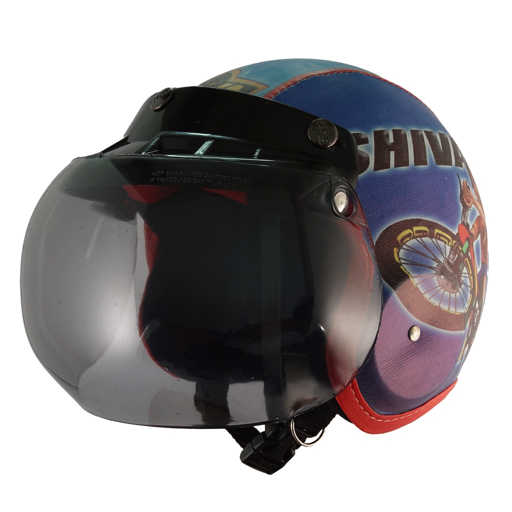 Helm Bogo Retro Anak Untuk Usia 2-6 Tahun Motif Shiva - Biru Merah