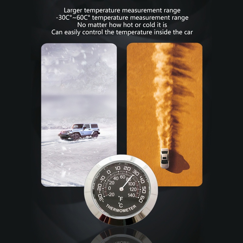 Termometer Mini Dengan Case Alloy Range 30-60℃ Cover Pelindung Kaca Depan Mobil