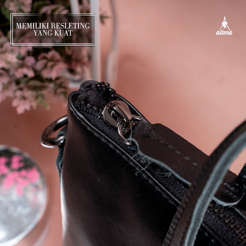 Tas Wanita Branded Model Selempang Slempang Bahu Jinjing Bahan 100% Kulit Sapi Asli Original Alona Premium Leather Sling Bag