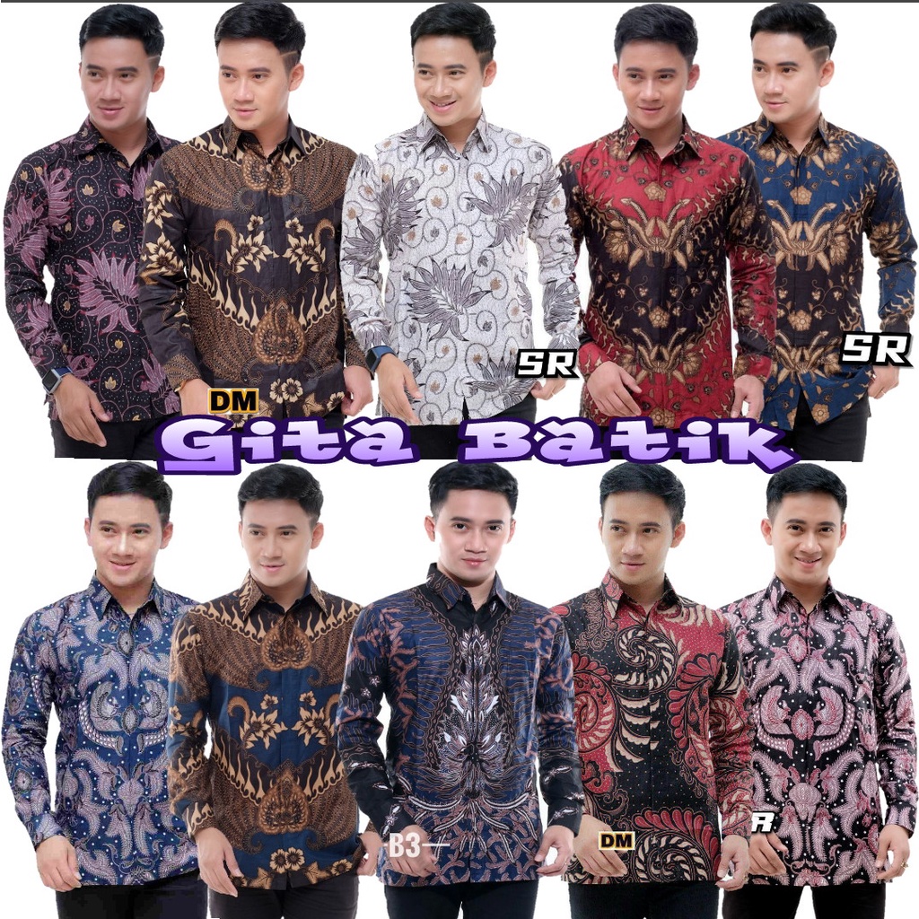 Batik Pria Lengan Panjang BATIK BERKAH HRB026 motif KERATONAN Kode 002 size M L XL XXL Reguler