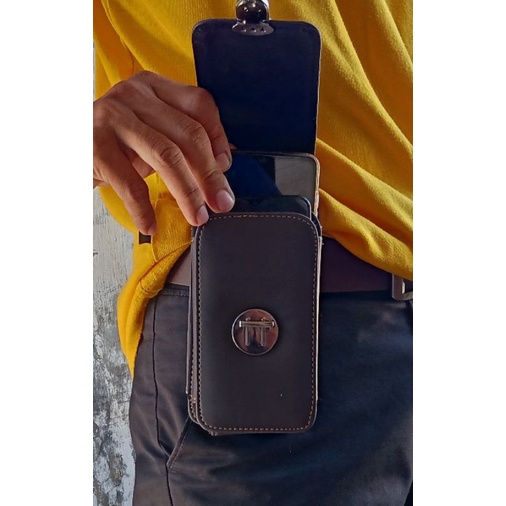 Dompet Pinggang Sarung Tempat Hp Kulit Pria 1 &amp; 2 Slot COD Bayar ditempat